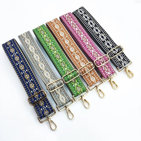 Wide Adjustable Shoulder Bag Strap Replacement Ethnic Pattern Woven Polyester Cotton Jacquard For Handbags Purse Camera Bags