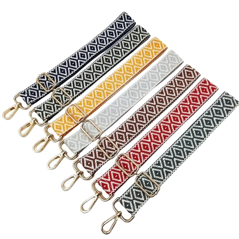 Adjustable Woven Bag Strap Jacquard Geometric Ethnic Bohemian Style Crossbody Replacement Polyester Cotton Webbing Belt