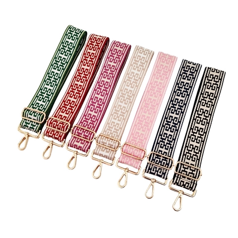 Wide Bag Strap Ethnic Jacquard Pattern Polyester Cotton Adjustable Replacement Belt Crossbody Tote Bags Vintage Style