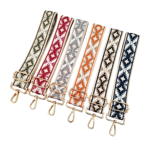 Ethnic Jacquard Wide Bag Strap Adjustable Replacement Crossbody Shoulder Belt Polyester Cotton Bohemian Style For Women