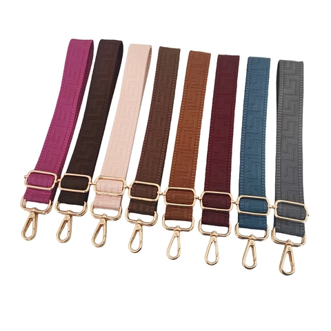 Adjustable Wide Bag Strap Replacement Polyester Jacquard Webbing Crossbody Shoulder Belt Geometric Maze Pattern Alloy Buckle
