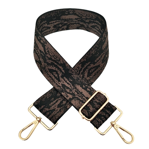 Wide Replacement Bag Strap Adjustable Polyester Snake Print Contrasting Color Shoulder Crossbody Belt Metal Buckle