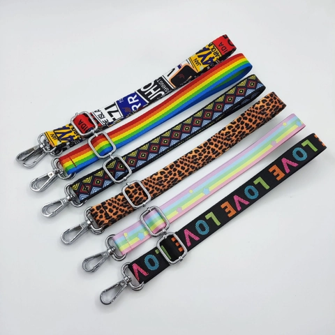 Adjustable Phone Lanyard Neck Strap Crossbody Bag Shoulder Belt Polyester Webbing Metal Buckle Rainbow Leopard Print