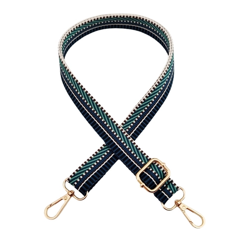 Adjustable Polyester Bag Strap Ethnic Geometric Pattern Replacement Shoulder Strap With Metal Buckles For Women Crossbody Handbags