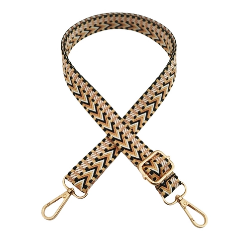 Adjustable Bag Strap Woven Polyester Cotton Metal Buckles Bohemian Geometric Chevron Pattern Ethnic Shoulder Crossbody
