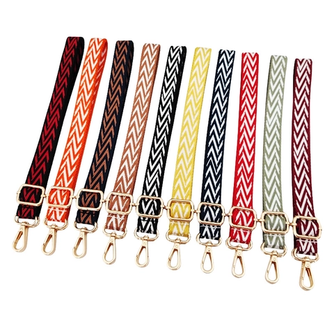 Adjustable Bag Strap Wide Shoulder Strap Jacquard Geometric Pattern Polyester Cotton Replacement For Crossbody Handbag Metal Buckle