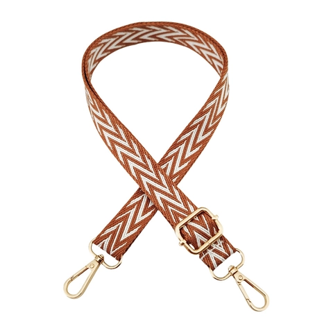 Adjustable Bag Strap Wide Shoulder Strap Jacquard Geometric Pattern Polyester Cotton Replacement For Crossbody Handbag Metal Buckle