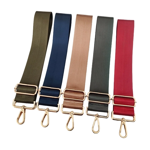 Adjustable Wide Bag Shoulder Strap Replacement Durable Nylon Crossbody Belt Solid Color With Metal Buckle For Handbags