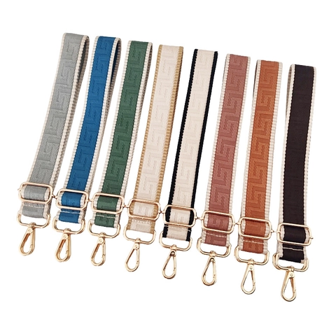 Adjustable Wide Bag Strap Polyester Geometric Jacquard Replacement Shoulder Crossbody Purse Handbag Webbing Retro Fashion