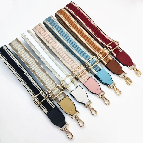 Wide Bag Strap Replacement Adjustable Polyester Woven Faux Leather Colorful Geometric Pattern Crossbody Shoulder Lanyard