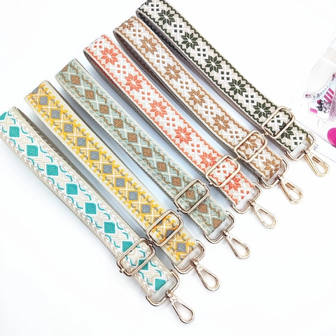 Ethnic Style Wide Bag Strap Adjustable Replacement Jacquard Polyester Geometric Pattern Shoulder Strap For Handbags