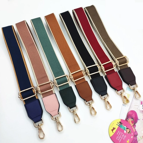 Wide Shoulder Strap Adjustable Replacement Crossbody Canvas PU Leather Solid Color Contrast Edge Bag Accessory