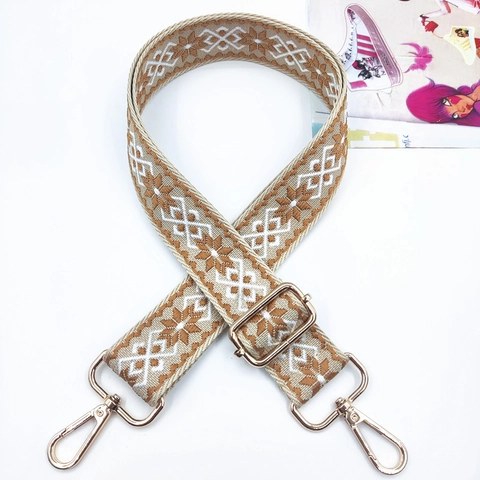 Ethnic Style Embroidered Replacement Bag Strap Adjustable Wide Shoulder Strap Jacquard Weave Belt For Handbags Women Accessories