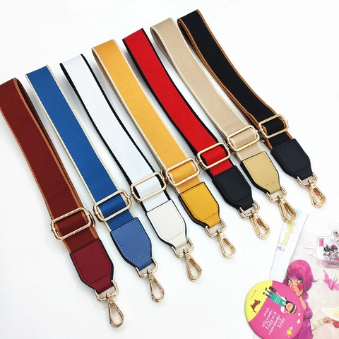 Wide Shoulder Strap Adjustable Replacement Crossbody Canvas PU Leather Solid Color Contrast Edge Bag Accessory