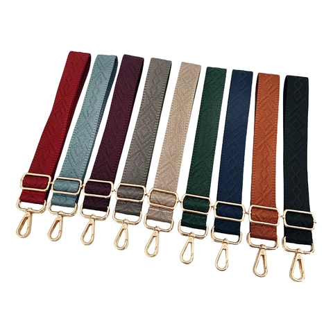 Wide Adjustable Bag Strap Replacement Shoulder Crossbody Belt Polyester Cotton Jacquard Diamond Pattern Metal Hooks