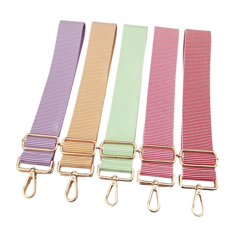Wide Bag Strap Adjustable Colorful Striped Pattern Replacement Shoulder Strap For Crossbody Handbags Polyester With Metal Buckles