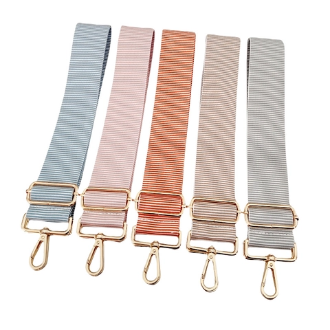 Wide Bag Strap Adjustable Colorful Striped Pattern Replacement Shoulder Strap For Crossbody Handbags Polyester With Metal Buckles