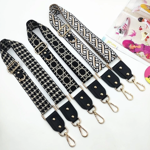 Adjustable Wide Bag Strap Woven Polyester Replacement Shoulder Crossbody Belt Geometric Pattern Mini Pouch Phone Connector