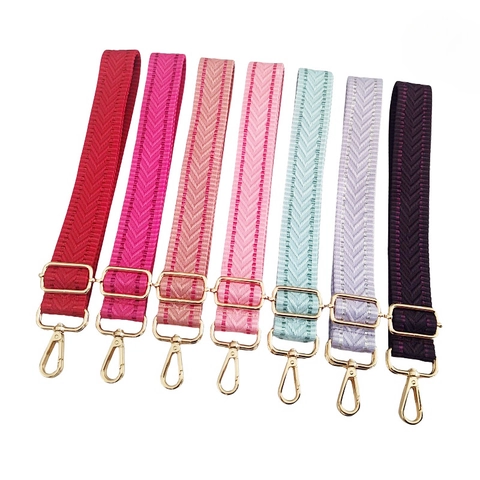 Adjustable Replacement Bag Strap Wide Shoulder Strap For Crossbody Bags Polyester Chevron Pattern With Metal Buckle