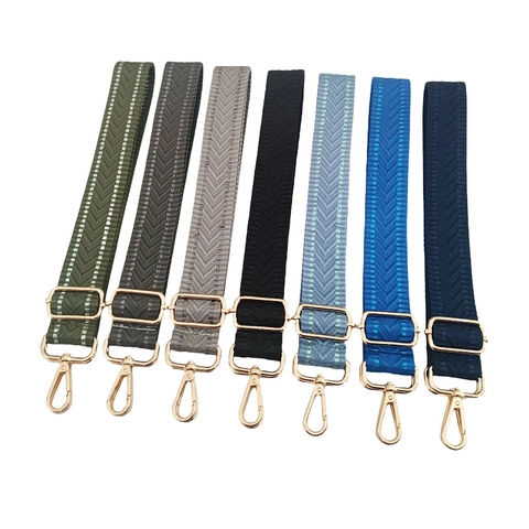 Adjustable Replacement Bag Strap Wide Shoulder Strap For Crossbody Bags Polyester Chevron Pattern With Metal Buckle