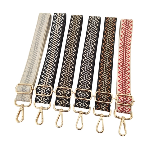 Replacement Bag Strap Wide Jacquard Woven Adjustable Shoulder Belt For Crossbody Handbags Geometric Ethnic Style