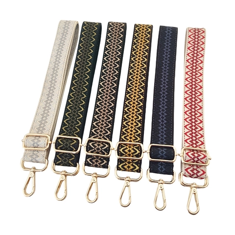 Replacement Bag Strap Wide Jacquard Woven Adjustable Shoulder Belt For Crossbody Handbags Geometric Ethnic Style