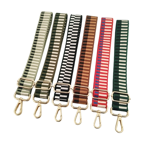Wide Adjustable Bag Strap Replacement Crossbody Shoulder Belt Polyester Webbing Alloy Buckle Jacquard Pattern Colorful Accessory