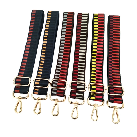 Wide Adjustable Bag Strap Replacement Crossbody Shoulder Belt Polyester Webbing Alloy Buckle Jacquard Pattern Colorful Accessory