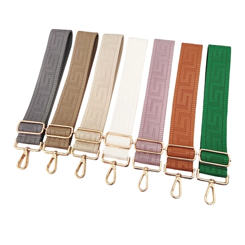 Adjustable Wide Bag Strap Geometric Maze Jacquard Polyester Shoulder Strap With Metal Clasp For Handbags Replacement