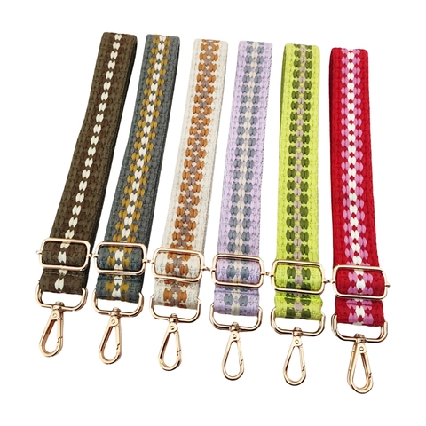 Adjustable Wide Woven Bag Strap Replacement For Handbags Ethnic Style Crossbody Shoulder Purse Strap Multicolor Polyester Belt