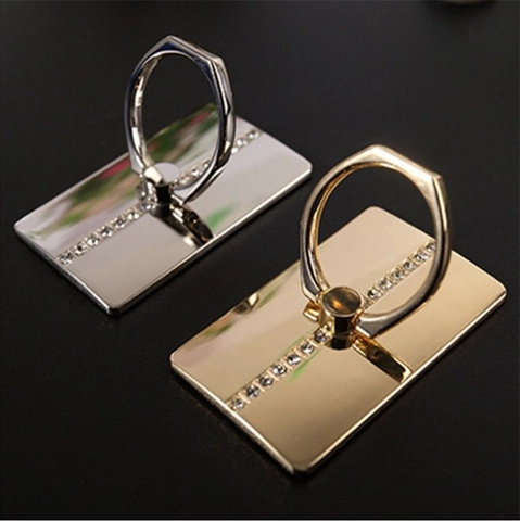 Universal Metal Phone Ring Holder Luxury Rhinestone Finger Kickstand 360 Degree Rotation Shiny Mirror Zinc Alloy