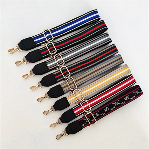 Adjustable Wide Bag Strap Replacement Contrast Color Striped Woven Shoulder Strap For Crossbody Handbags