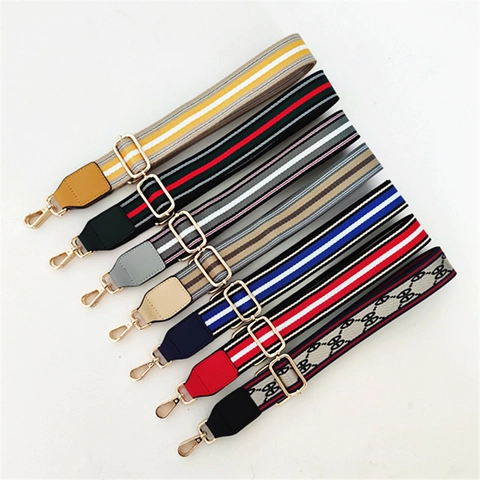 Adjustable Wide Bag Strap Replacement Contrast Color Striped Woven Shoulder Strap For Crossbody Handbags