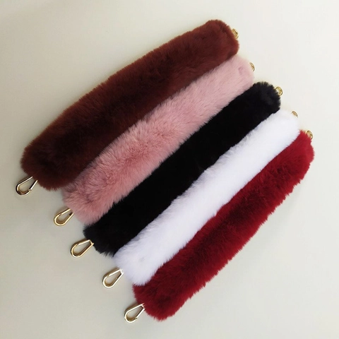 Correa De Bolso De Piel Sintética Asa De Repuesto Suave Peluche Cinturón Para Bolso De Hombro Con Cierres Metálicos Dorados Accesorio De Moda Invierno