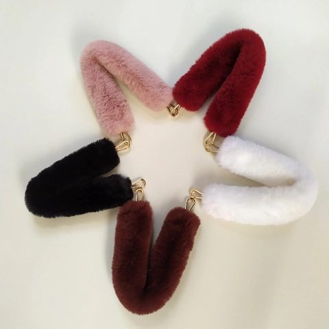 Correa De Bolso De Piel Sintética Asa De Repuesto Suave Peluche Cinturón Para Bolso De Hombro Con Cierres Metálicos Dorados Accesorio De Moda Invierno