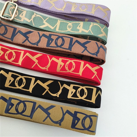 Wide Shoulder Strap Replacement Adjustable Polyester Jacquard Woven Crossbody Bag Strap With Metal Buckle Vintage Style Women
