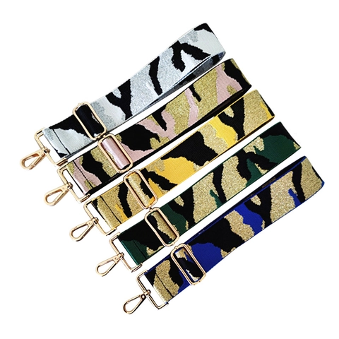 Adjustable Replacement Shoulder Strap Nylon Wide Camouflage Leopard Animal Print Glitter Fashion Metal Lobster Clasp