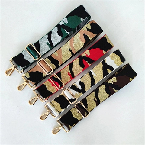 Adjustable Replacement Shoulder Strap Nylon Wide Camouflage Leopard Animal Print Glitter Fashion Metal Lobster Clasp