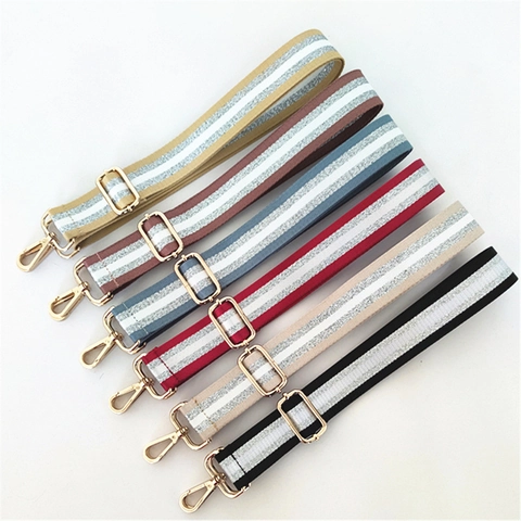 Tracolla Regolabile in Poliestere Tessuto a Righe Glitterate Cinturino di Ricambio per Borse a Tracolla Accessori Moda Donna