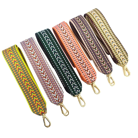 Embroidered Wide Bag Straps Replacement Polyester Cotton Ethnic Geometric Bohemian Style Vintage Hardware For Handbags