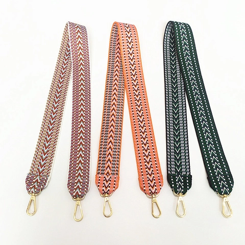 Embroidered Wide Bag Straps Replacement Polyester Cotton Ethnic Geometric Bohemian Style Vintage Hardware For Handbags