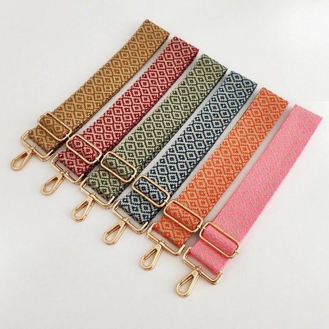 Wide Bag Strap Adjustable Ethnic Style Geometric Embroidered Polyester Cotton Replacement For Shoulder Crossbody Bags
