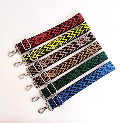 Wide Shoulder Strap Jacquard Geometric Wave Replacement Bag Strap Adjustable Crossbody Handbag Accessories Ethnic Style