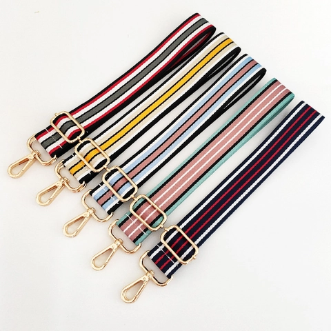 Universal Verstellbar Mehrfarbig Gestreift Polyester Taschengurt Mit Metallschnallen Breite Schultergurt Für Handtaschen Rucksäcke