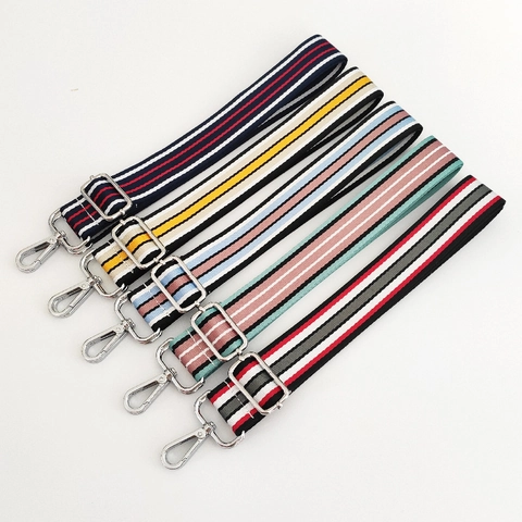 Universal Verstellbar Mehrfarbig Gestreift Polyester Taschengurt Mit Metallschnallen Breite Schultergurt Für Handtaschen Rucksäcke