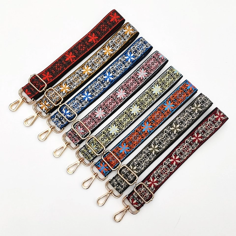 Wide Adjustable Bag Strap Shoulder Strap Ethnic Bohemian Vintage Embroidered Jacquard Polyester Cotton With Metal Hooks