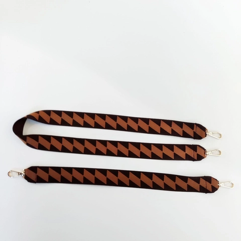 Replacement Wide Bag Strap Geometric Zigzag Polyester Cotton Patterned Crossbody Shoulder Belt With Gold Lobster Clasps