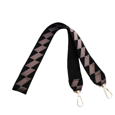 Replacement Wide Bag Strap Geometric Zigzag Polyester Cotton Patterned Crossbody Shoulder Belt With Gold Lobster Clasps