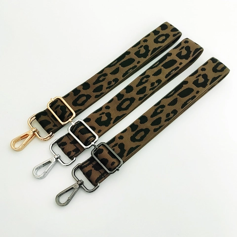 Leopard Print Wide Bag Strap Adjustable Replacement Shoulder Crossbody Belt With Swivel Hooks Durable Polyester Cotton