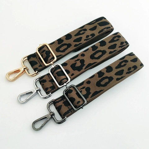 Leopard Print Wide Bag Strap Adjustable Replacement Shoulder Crossbody Belt With Swivel Hooks Durable Polyester Cotton